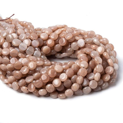 8mm Peachy Brown Moonstone Plain Coins 16 inch 50 beads AA