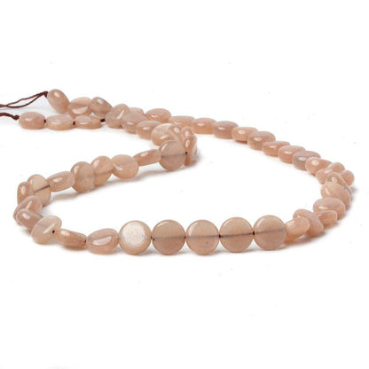 8mm Peachy Brown Moonstone Plain Coins 16 inch 50 beads AA