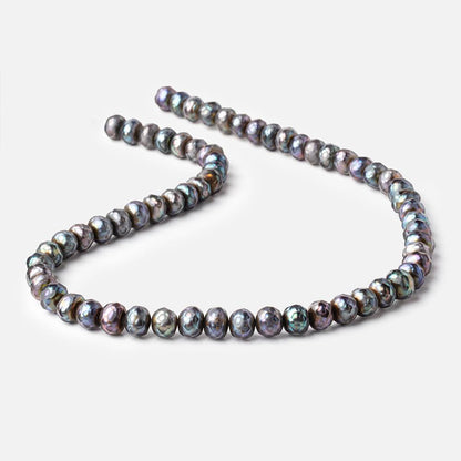8mm Peacock Faceted Button Freshwater Pearls 16 inch 64 pieces