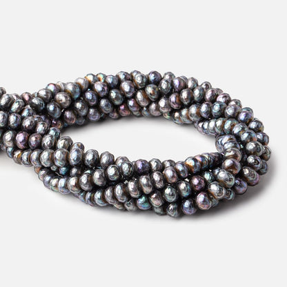 8mm Peacock Faceted Button Freshwater Pearls 16 inch 64 pieces