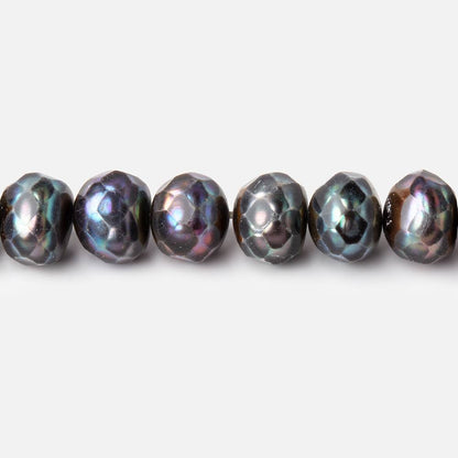 8mm Peacock Faceted Button Freshwater Pearls 16 inch 64 pieces