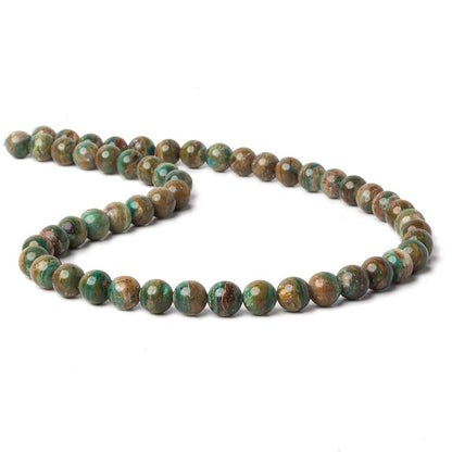 8mm Peruvian Blue Dendritic Opal Unfaceted Rounds 16 inch 52 pieces A