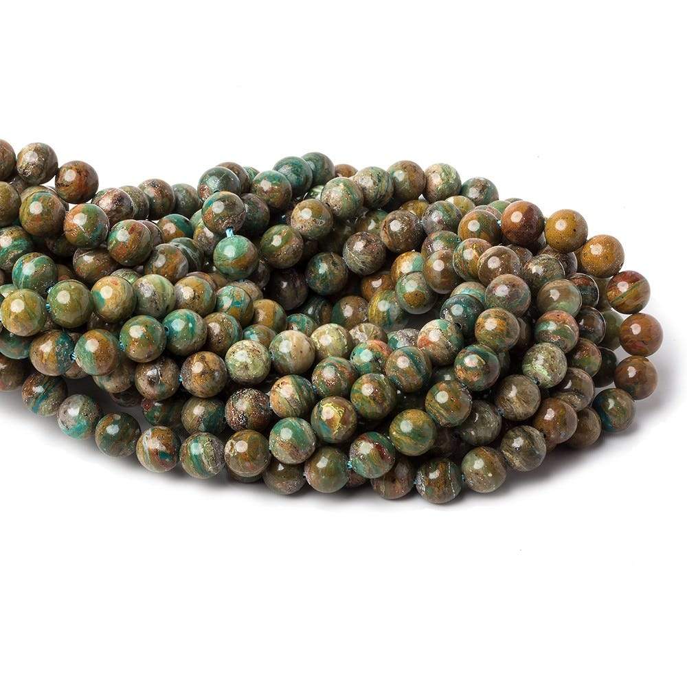 8mm Peruvian Blue Dendritic Opal Unfaceted Rounds 16 inch 52 pieces A