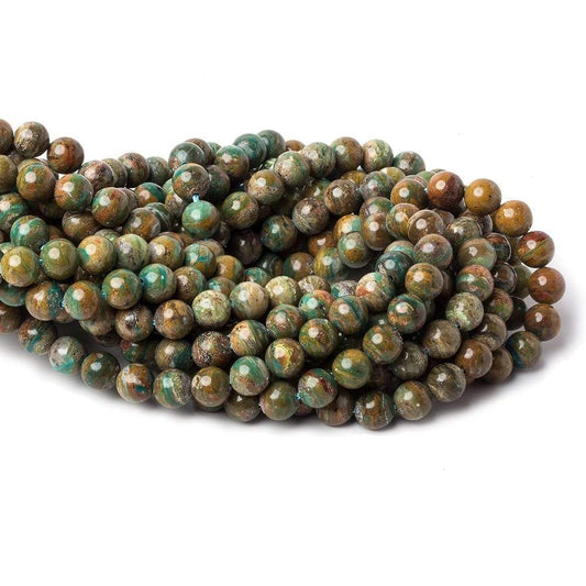 8mm Peruvian Blue Dendritic Opal Unfaceted Rounds 16 inch 52 pieces A