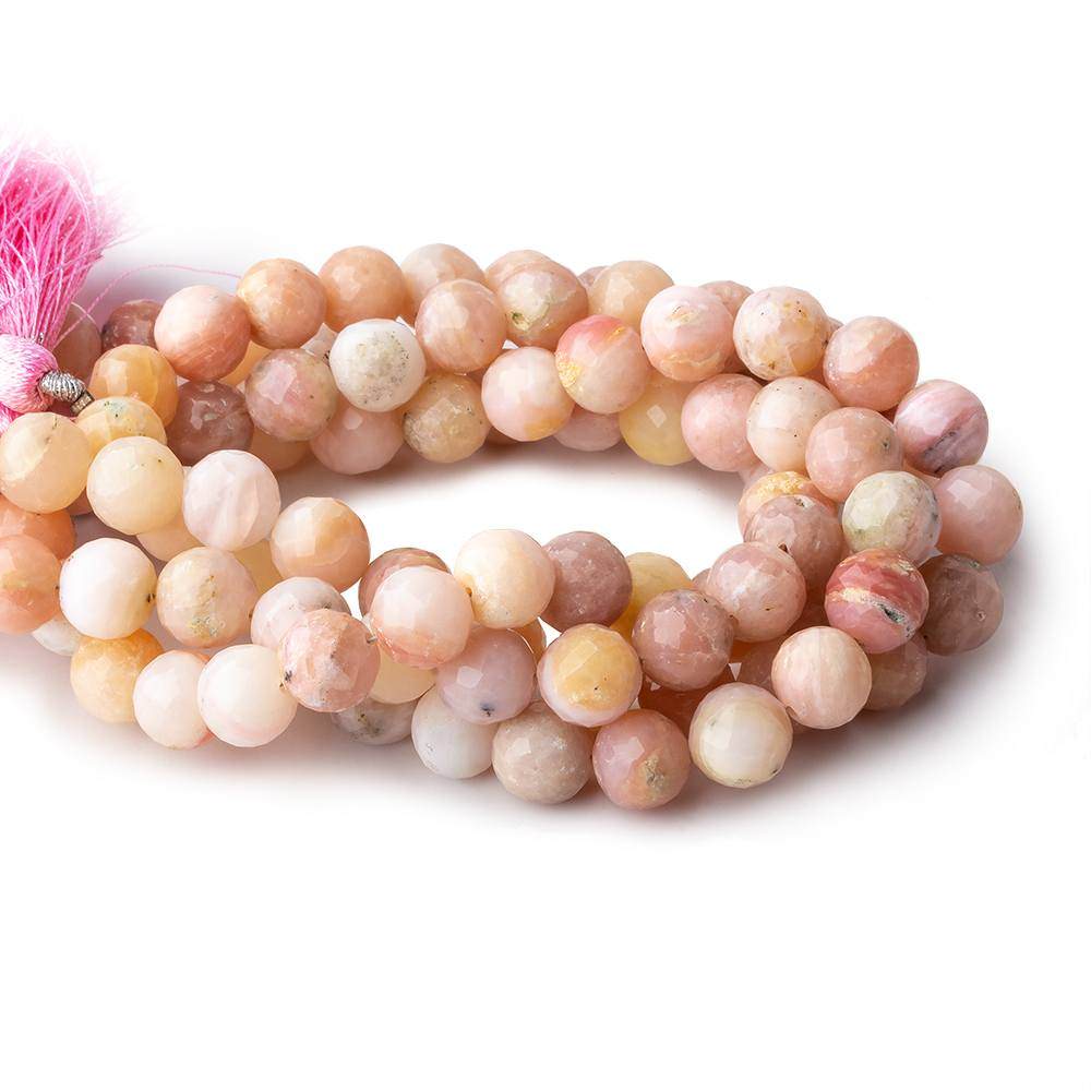 8mm Pink Peruvian Opal Faceted Round Beads 8.25 inch 23 pieces