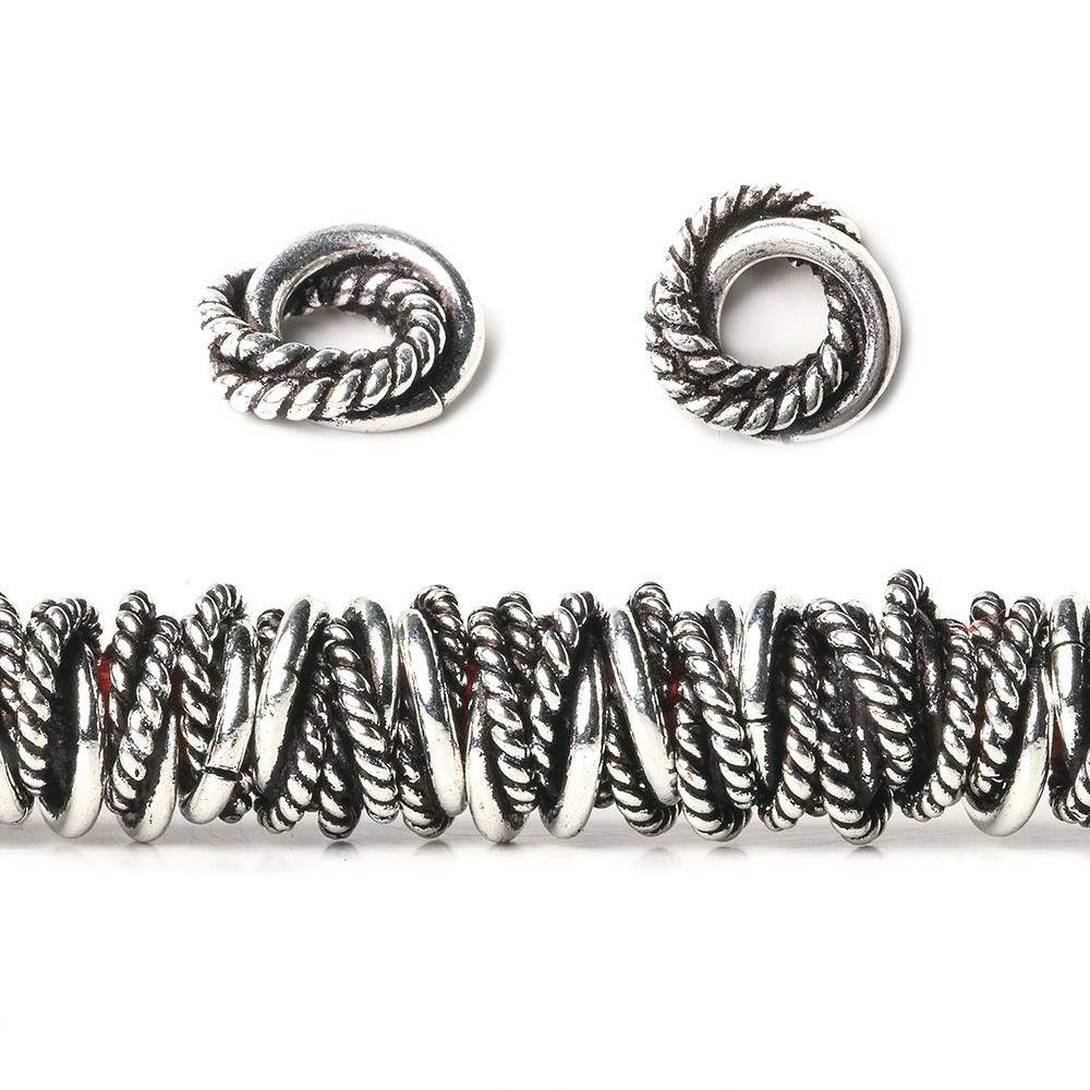 8mm Plain & Twist Mobius Large Hole Spacer Beads 8 inch Strand