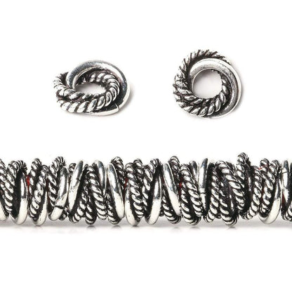 8mm Plain & Twist Mobius Large Hole Spacer Beads 8 inch Strand