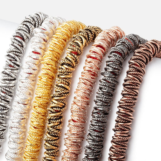 8mm Plain & Twist Mobius Large Hole Spacer Beads 8 inch Strand