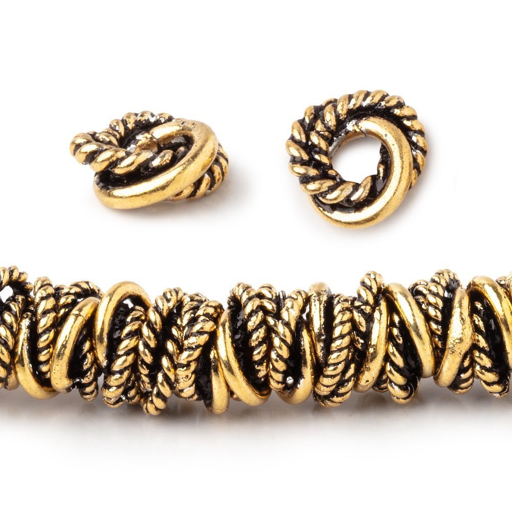 8mm Plain & Twist Mobius Large Hole Spacer Beads 8 inch Strand