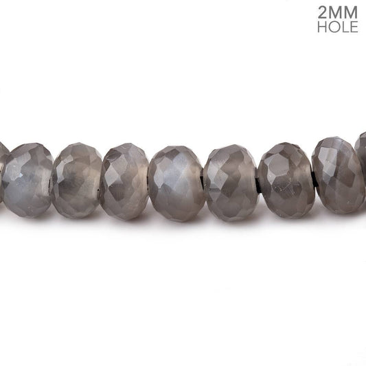 8mm Platinum Grey Moonstone 2mm Large Hole Faceted Rondelles 7 inch 36 Beads