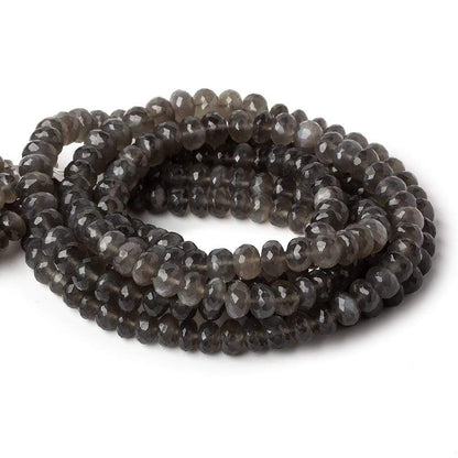 8mm Platinum Grey Moonstone Faceted Rondelles 16 inch 74 Beads AA