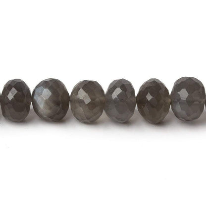 8mm Platinum Grey Moonstone Faceted Rondelles 16 inch 74 Beads AA