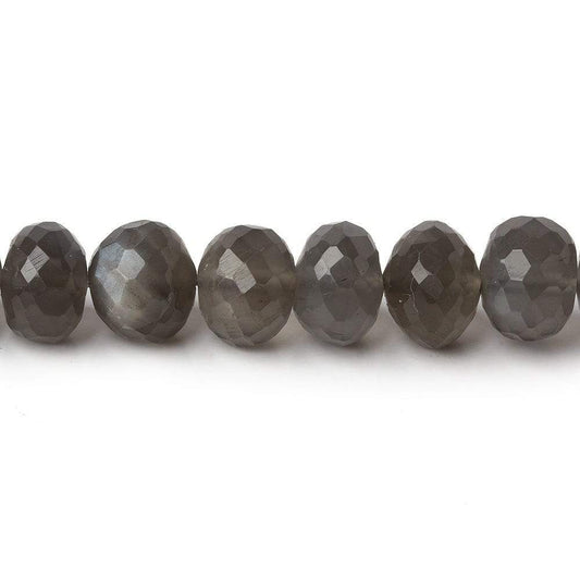 8mm Platinum Grey Moonstone Faceted Rondelles 16 inch 74 Beads AA