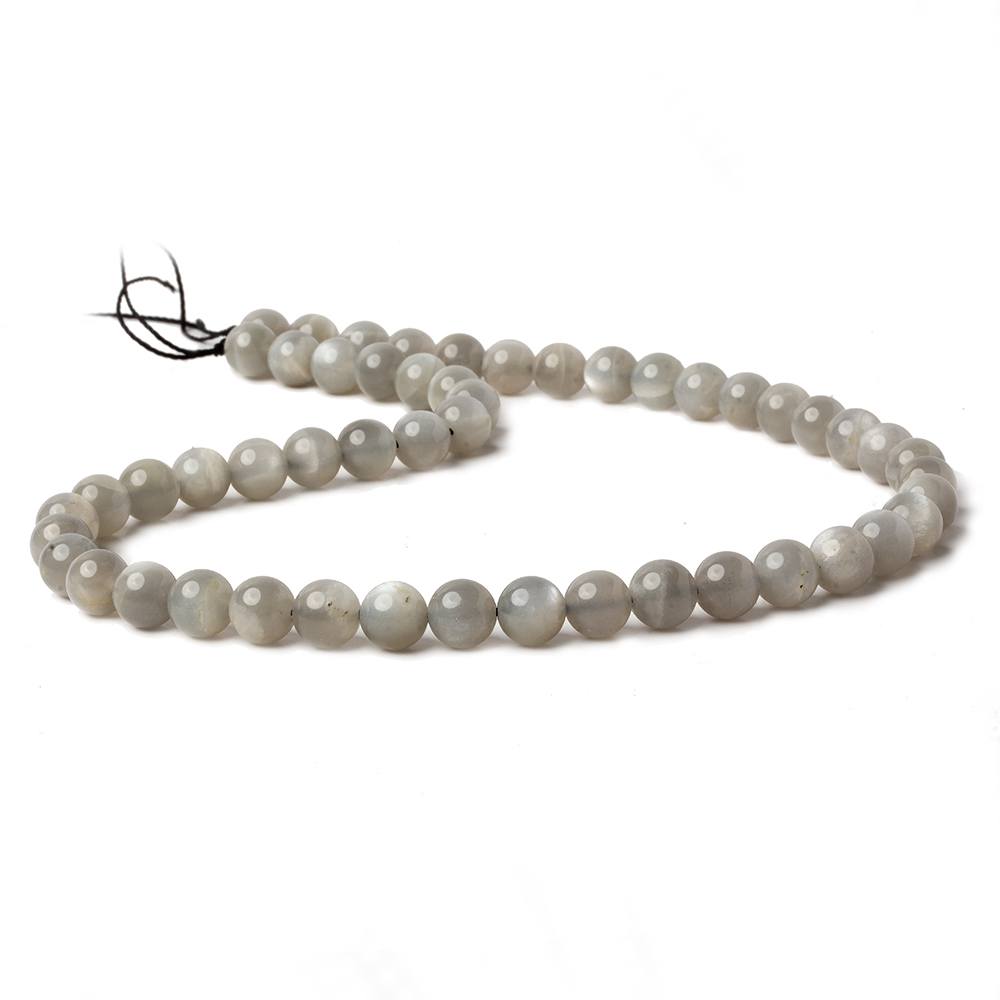 8mm Platinum Grey Moonstone Plain Rounds 16 inch 41 beads AA