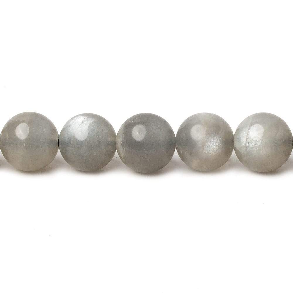 8mm Platinum Grey Moonstone Plain Rounds 16 inch 41 beads AA