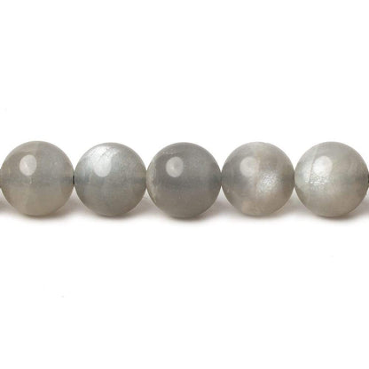 8mm Platinum Grey Moonstone Plain Rounds 16 inch 41 beads AA