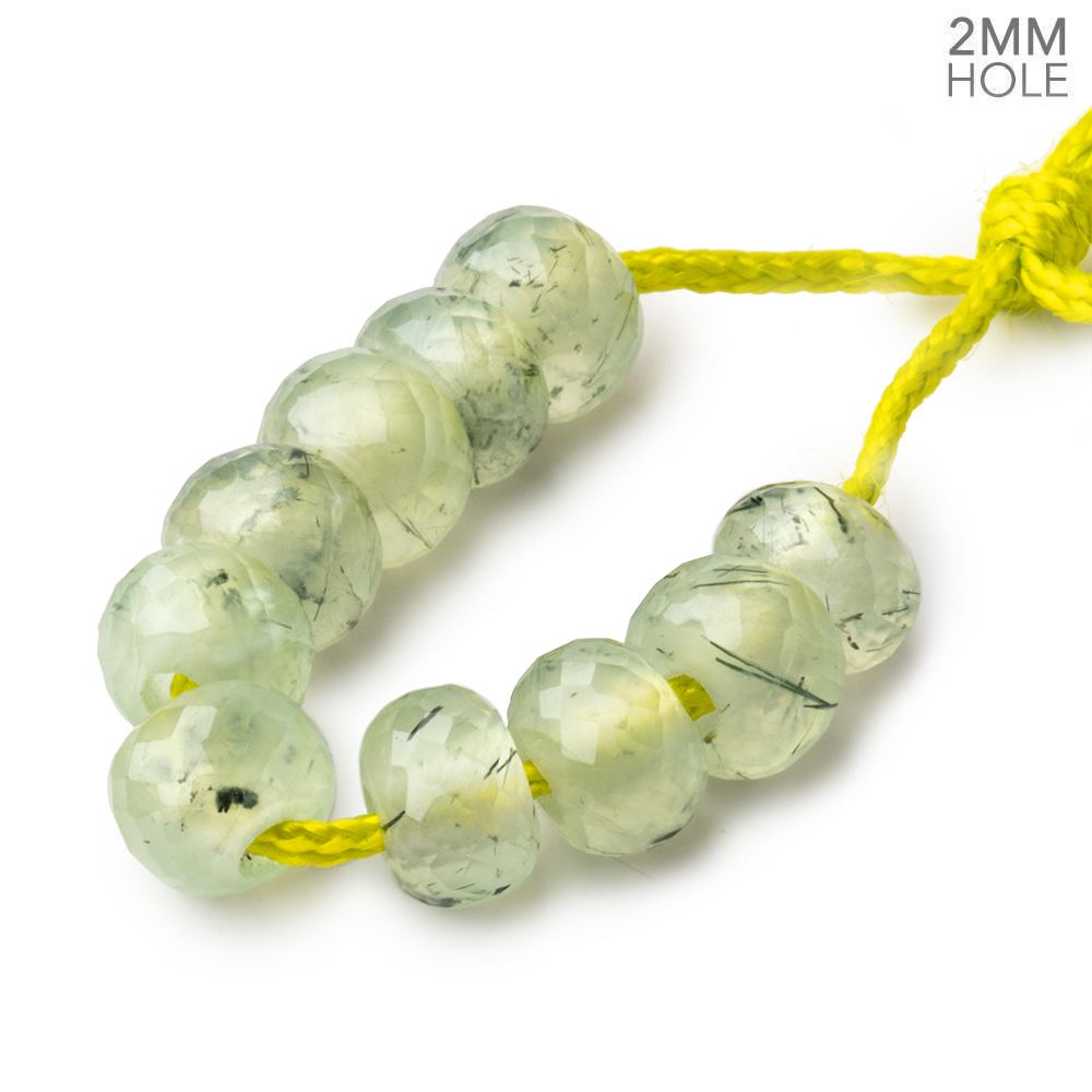 8mm Prehnite 2mm Large Hole Faceted Rondelles Set of 10 Beads