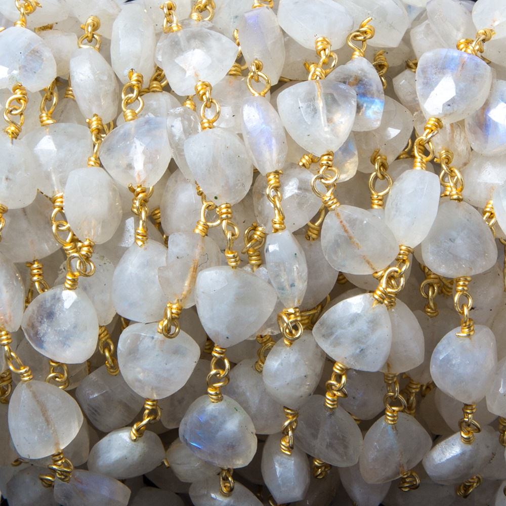 8mm Rainbow Moonstone triangle Gold plated Chain by the foot 22pcs