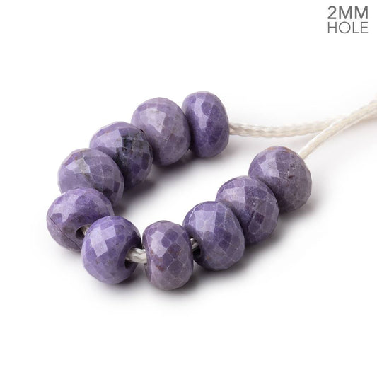 8mm Rich Turkish Purple Jade 2mm Large Hole Faceted Rondelles Set of 10 Beads