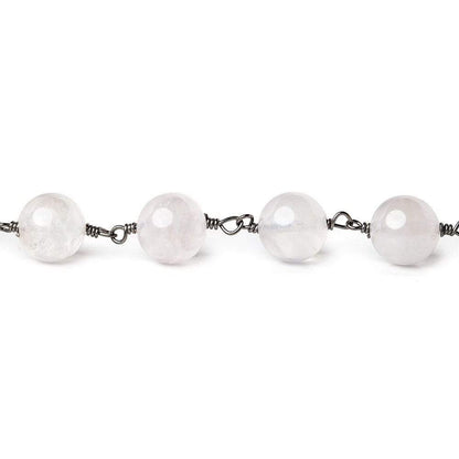 8mm Rose Quartz plain round Black Gold plated Chain by the foot 22 pieces