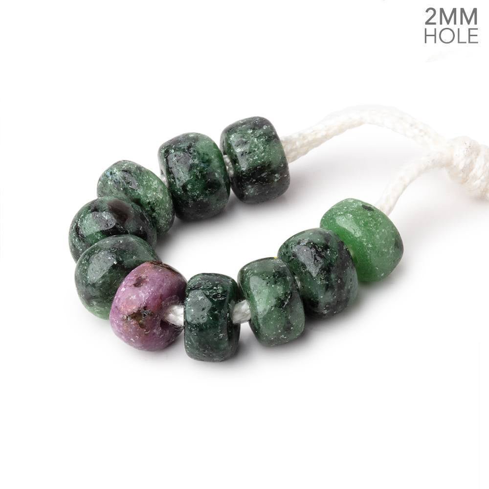 8mm Ruby in Zoisite 2mm Large Hole Plain Rondelle Set of 10