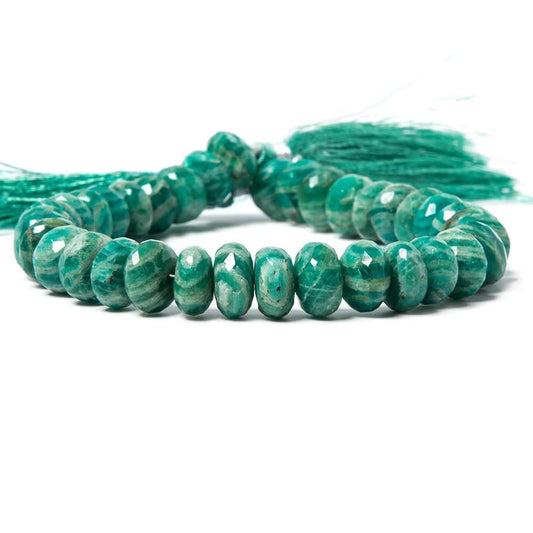 8mm Russian Amazonite faceted rondelles 8.25 inches 39 beads