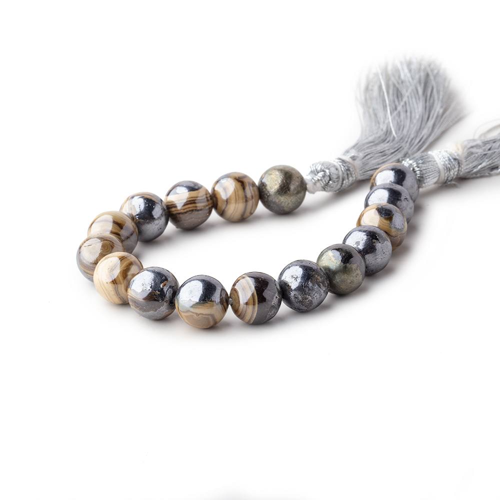 8mm Schalenblende Plain Round Beads 5 inch 16 pieces AA rare