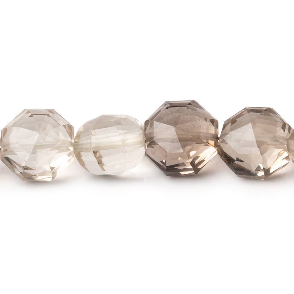 8mm Shaded Smoky Quartz Faceted Hexagon Beads 16 inch 51 pieces