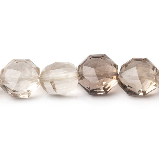 8mm Shaded Smoky Quartz Faceted Hexagon Beads 16 inch 51 pieces