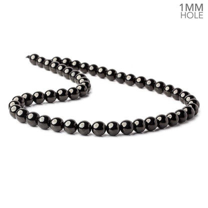 8mm Shungite plain round beads 15 inch 51 pieces 1mm hole A