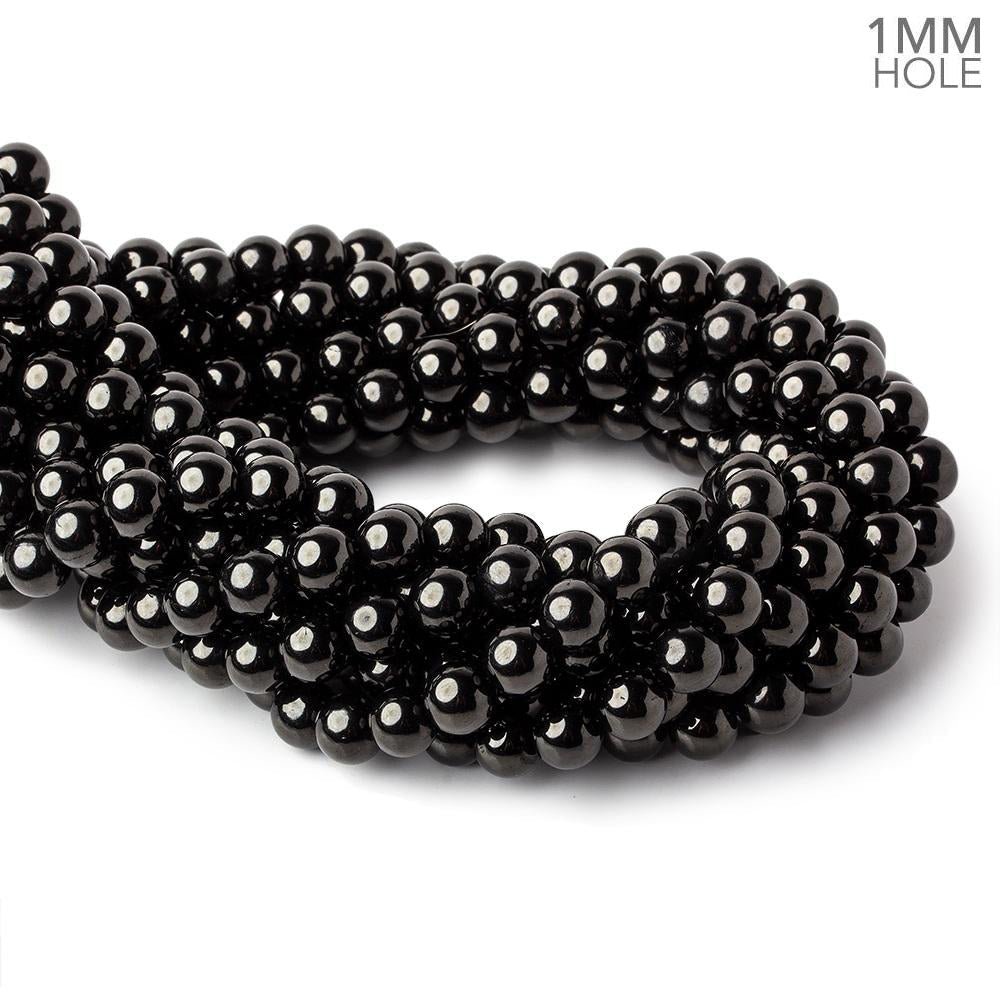 8mm Shungite plain round beads 15 inch 51 pieces 1mm hole A