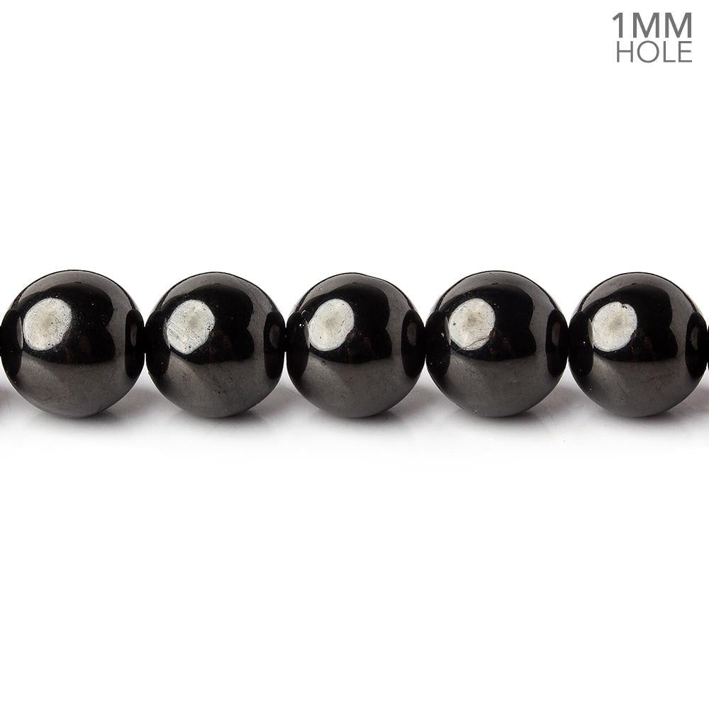 8mm Shungite plain round beads 15 inch 51 pieces 1mm hole A