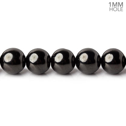 8mm Shungite plain round beads 15 inch 51 pieces 1mm hole A