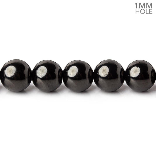 8mm Shungite plain round beads 15 inch 51 pieces 1mm hole A