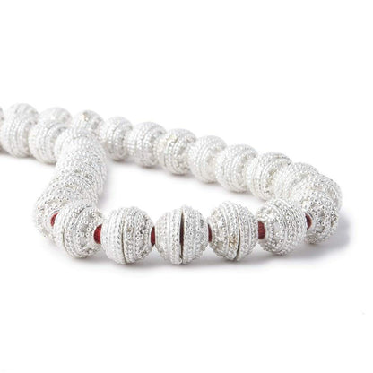 8mm Silver Plated Copper Bead Cap Concentric Miligrain 7.5 inch 56 pieces