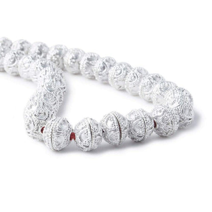 8mm Silver Plated Copper Bead Cap Persian Design 8 inch 58 pieces