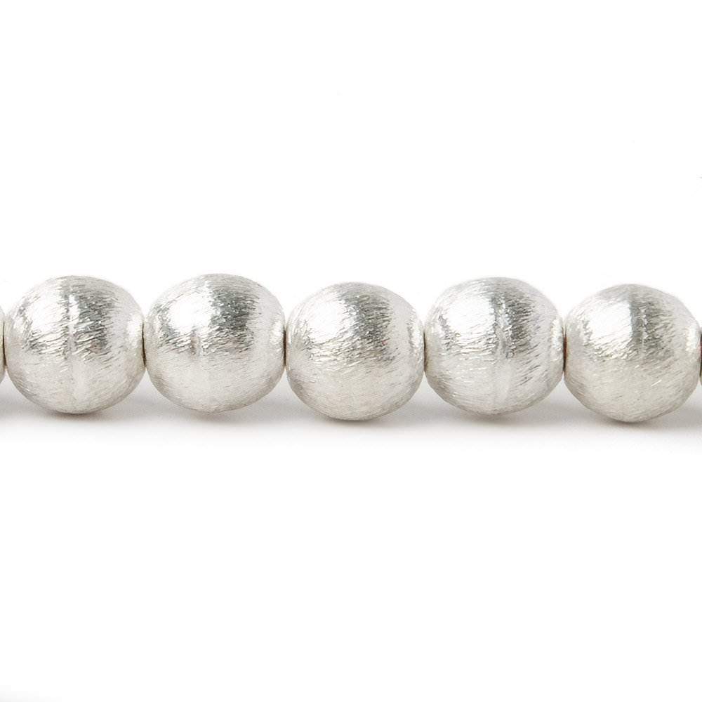 8mm Silver plated Copper Brushed Round Beads 8 inch 25 pcs