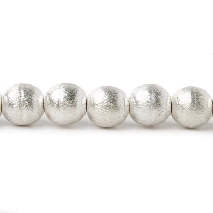 8mm Silver plated Copper Brushed Round Beads 8 inch 25 pcs