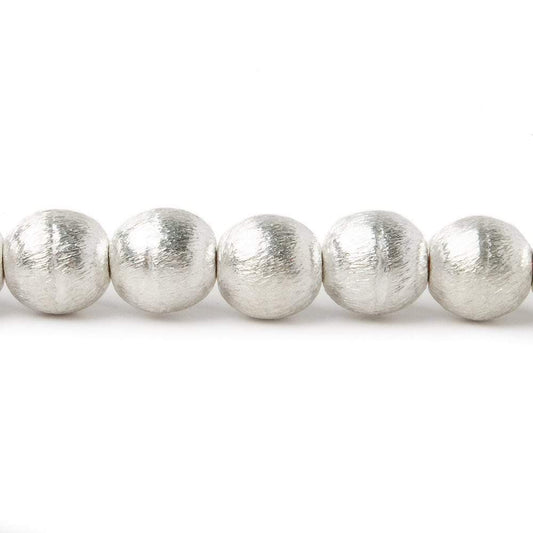 8mm Silver plated Copper Brushed Round Beads 8 inch 25 pcs