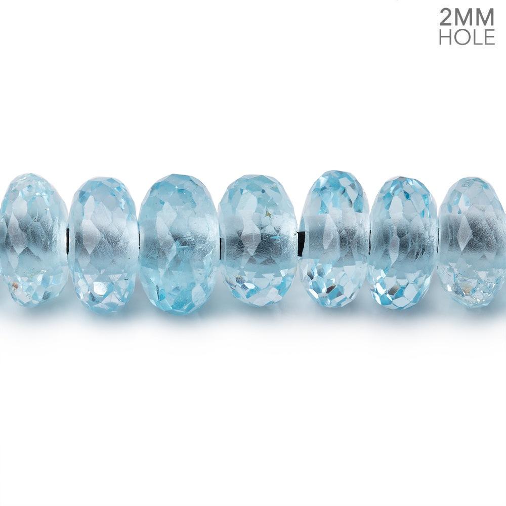 8mm Sky Blue Topaz 2mm Large Hole Faceted Rondelles 8 inch 44 Beads AA