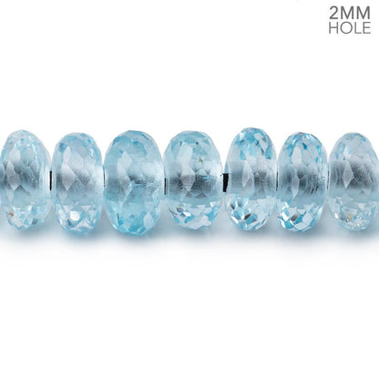 8mm Sky Blue Topaz 2mm Large Hole Faceted Rondelles 8 inch 44 Beads AA