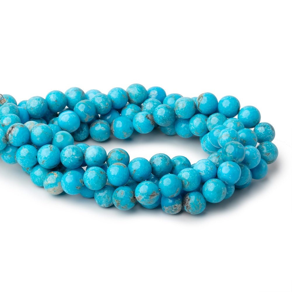 8mm Sleeping Beauty Turquoise Plain Round Beads 9 inch 29 pieces AA
