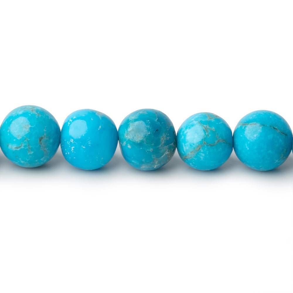 8mm Sleeping Beauty Turquoise Plain Round Beads 9 inch 29 pieces AA