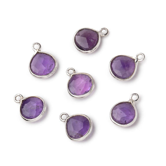 8mm Sterling Silver Bezel Amethyst Faceted Heart Pendant 1 Focal piece
