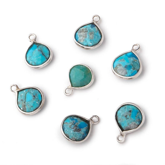 8mm Sterling Silver Bezel Turquoise Faceted Heart Pendant 1 Focal piece