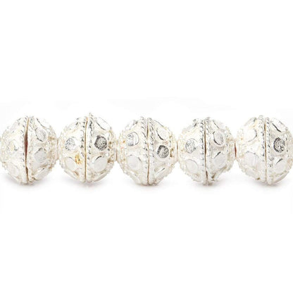 8mm Sterling Silver plated Copper Bead Cap Dots 8 inch 56 beads