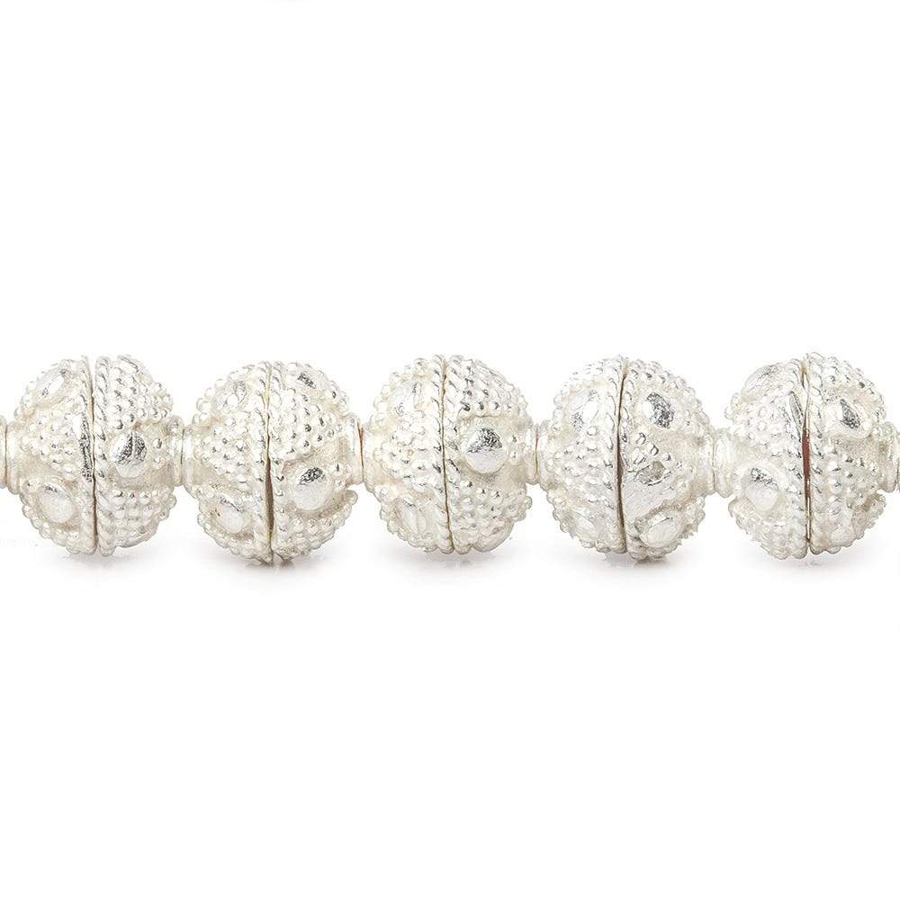 8mm Silver Plated Bead Cap Miligrain Triangle and Dot 8 inch 58 beads