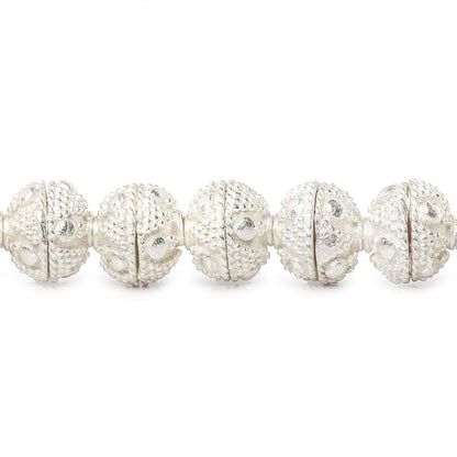 8mm Silver Plated Bead Cap Miligrain Triangle and Dot 8 inch 58 beads