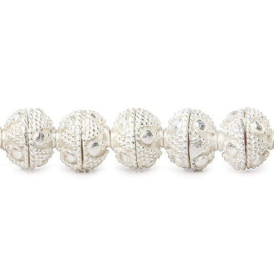 8mm Silver Plated Bead Cap Miligrain Triangle and Dot 8 inch 58 beads