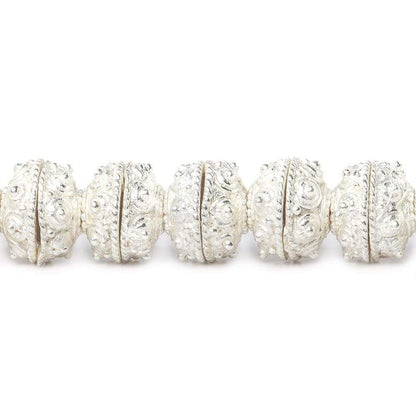 8mm Sterling Silver plated Copper Bead Cap Moroccan Dot 8 inch 60 beads